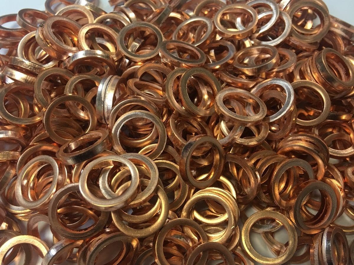 Pile of copper shim washers